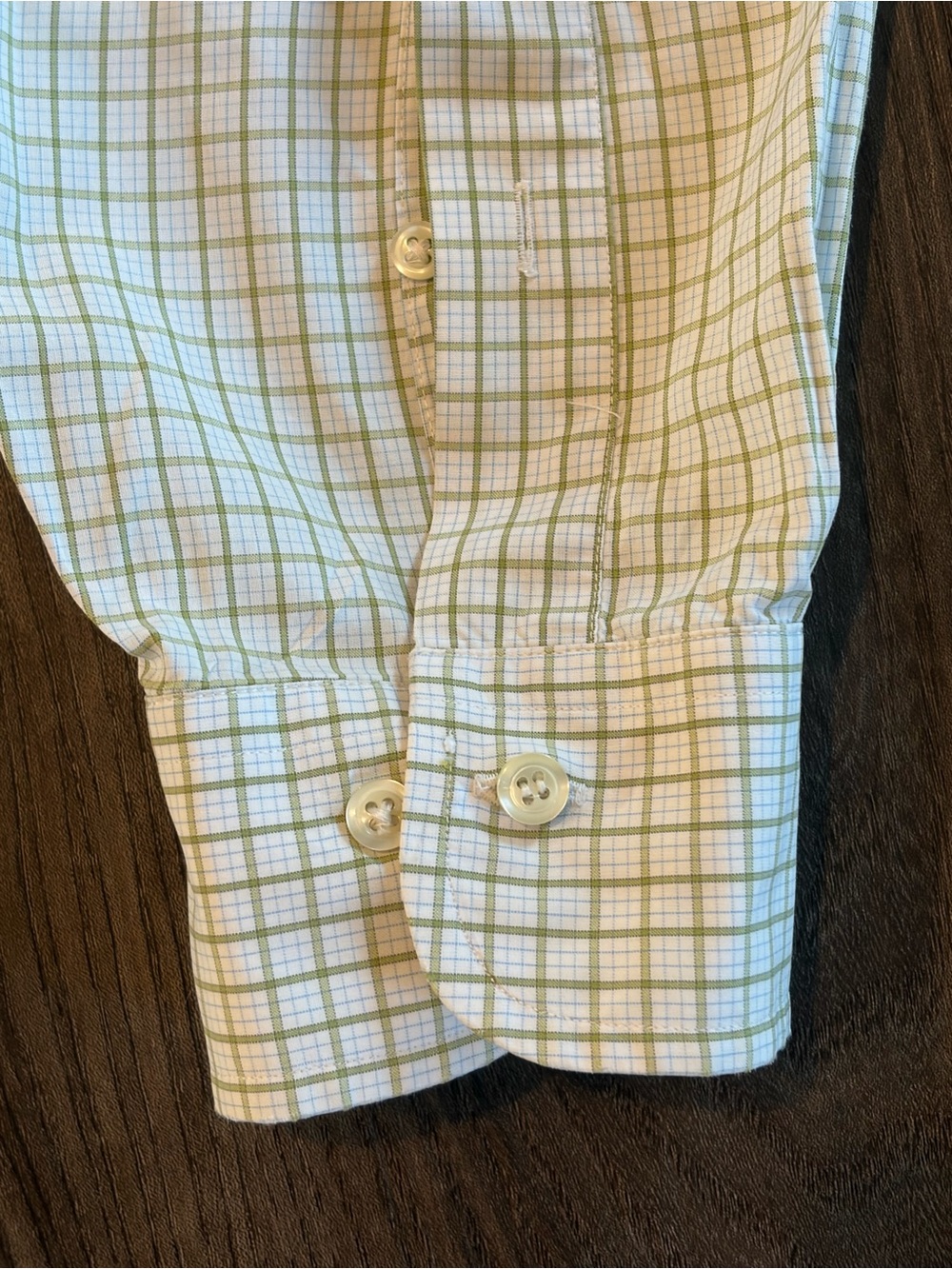 Brooks Brothers 346 Light Green and White Checked Button-Down Shirt 100% Cotton - Picture 5 of 9